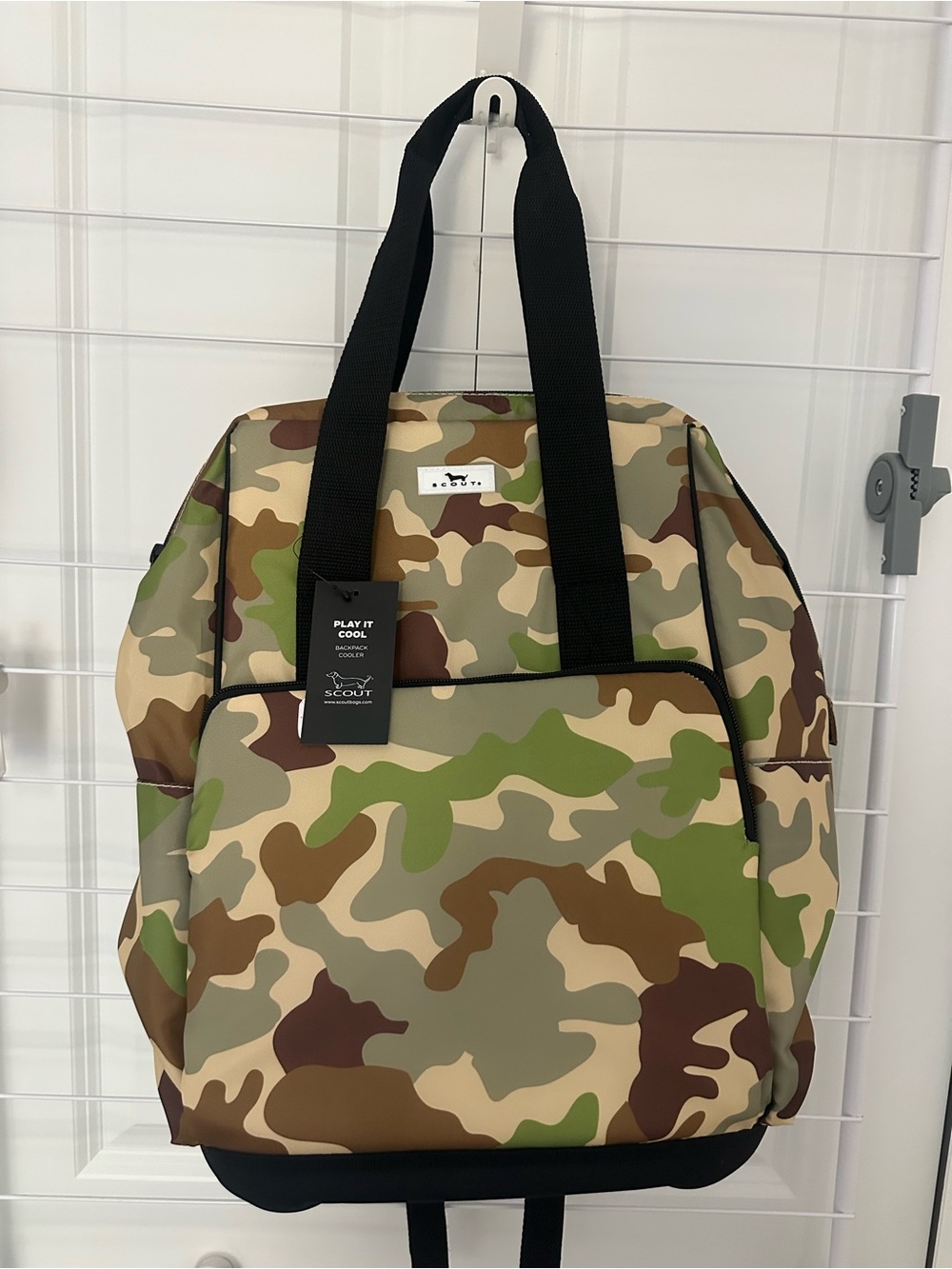 Scout Camo Cooler Tote Backpack - Green/Brown/Beige/Black